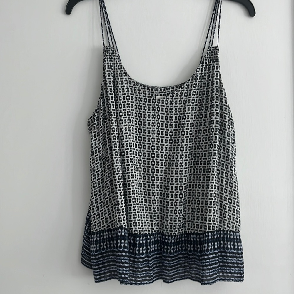 Navy and white peplum top